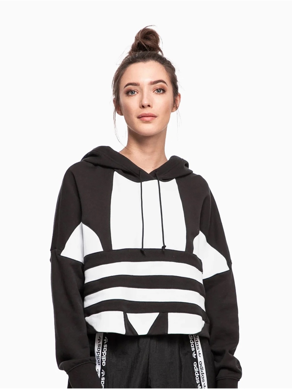 adidas Black and White Paneled Hoodie